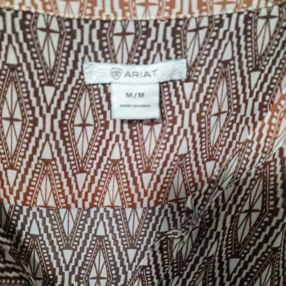 Ariat Womens Willa Top Brown Aztec Jacquard Long Sleeve Button Up Medium - Picture 4 of 7
